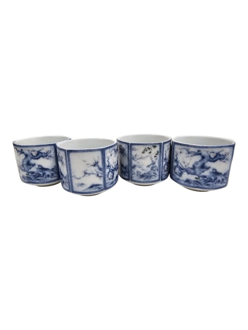 Dynasty Blue by Dolphin Asian tea cups . set of 4